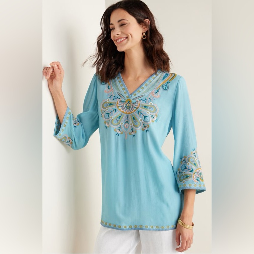 Soft Surroundings Women River Island Tunic Embroidered